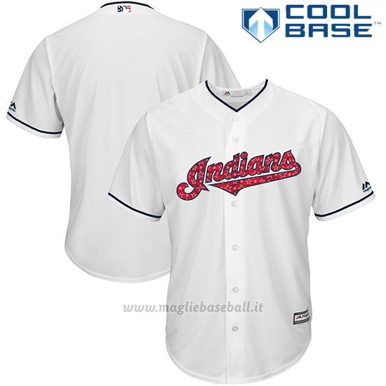Maglia Baseball Uomo Cleveland Indians 2017 Estrellas y Rayas Bianco Cool Base
